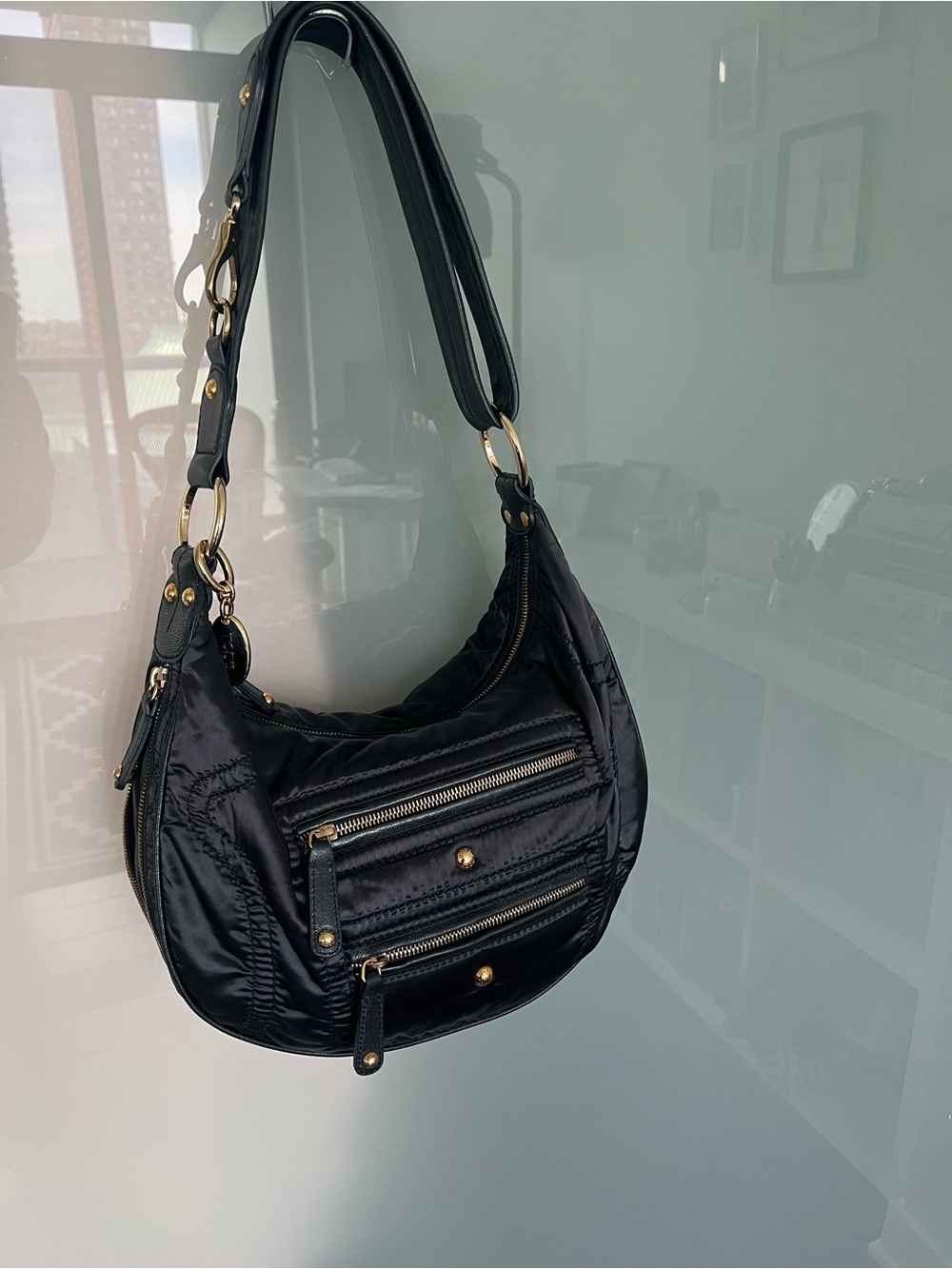 Tod’s Vintage - Y2K Blue Satin Shoulder Bag with Gold Hardware